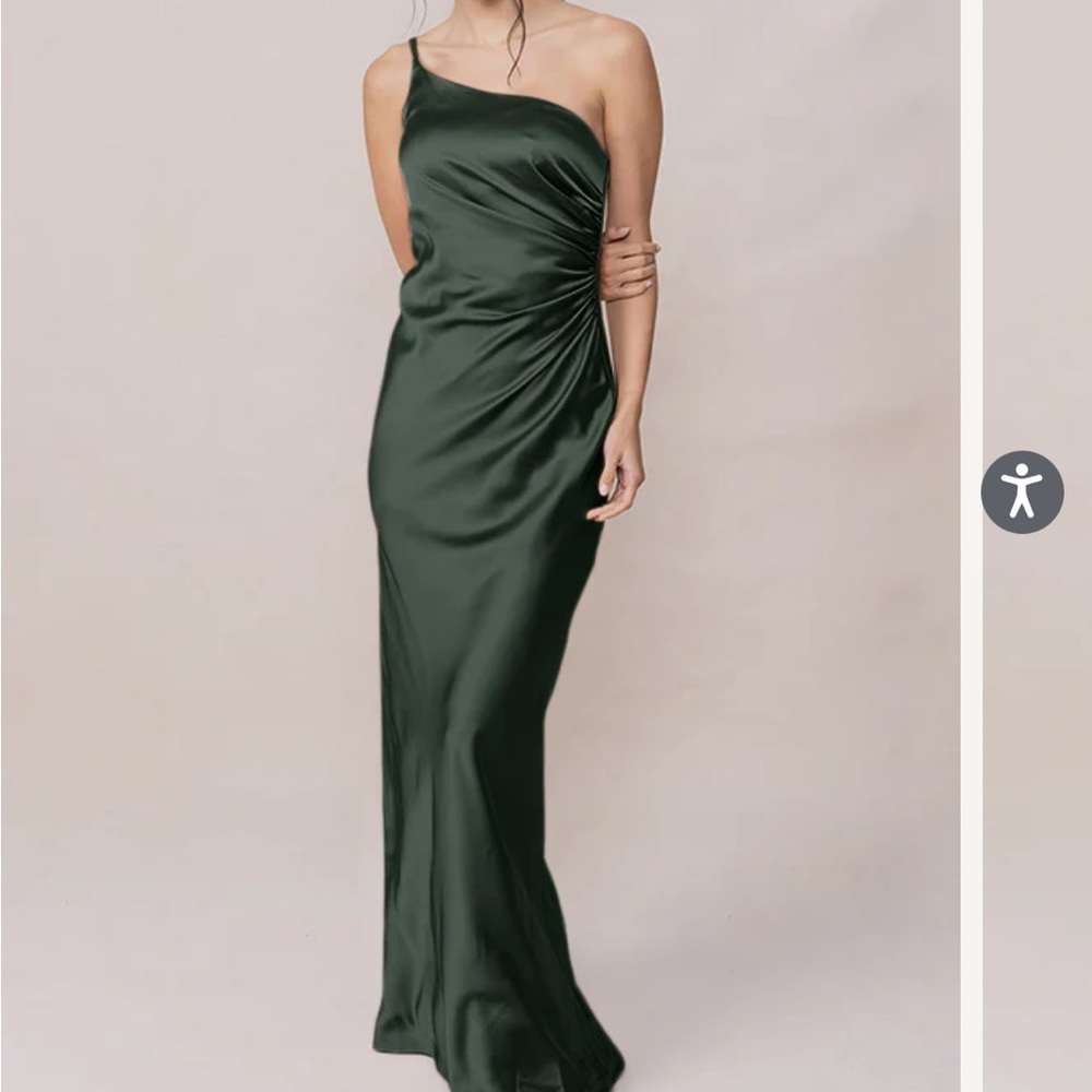 Revelry One-Shoulder Olive Green Dress